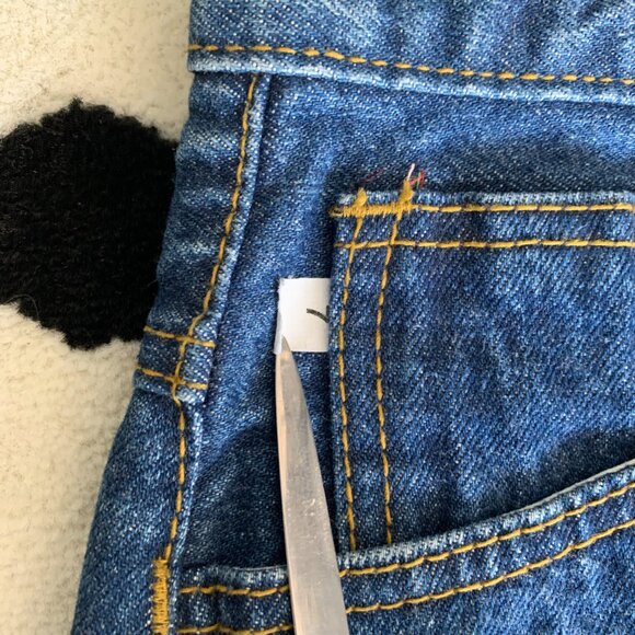 Vintage 80s 90s High Rise Dark Wash Denim Button Front Pencil Jean Skirt - Picture 5 of 9